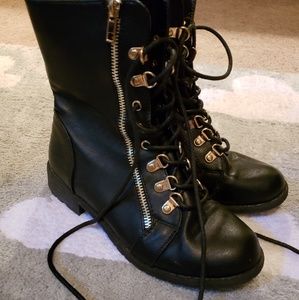 Black combat boots